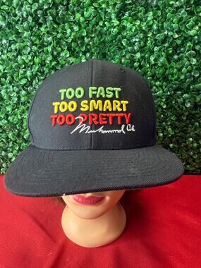 Contenders Clothing Muhammad Ali Too Pretty Black Snapback Hat Tri-Color Text
